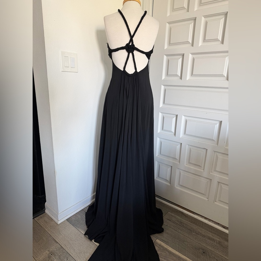 Robert Rodriguez Black Formal Gown Maxi Long Dress Knot Back